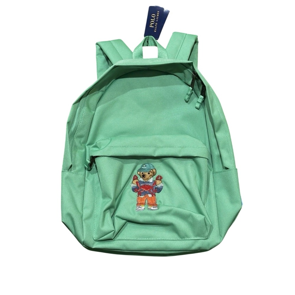 Polo Ralph Lauren Backpack Unisex O/S Green NEW Polo Bear Lobster Embroidery